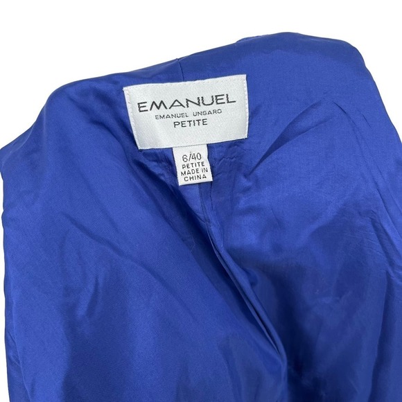 Vintage Emanuel by Emanuel Ungaro Petite Blazer Wool Blend Blue 6 Petite - Picture 6 of 7